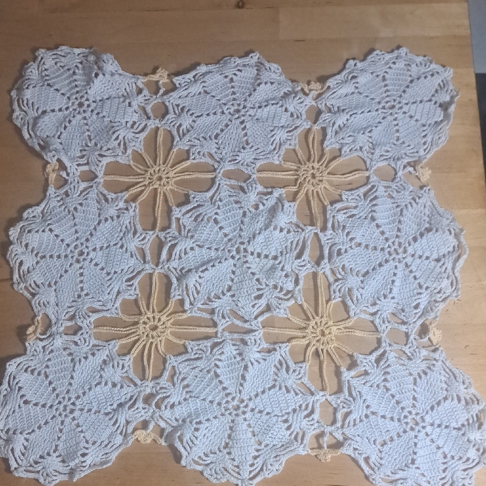 Vintage Elegant Crochet Dollie - White and Butterscotch